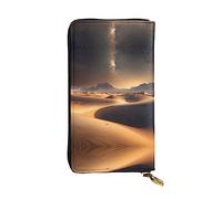 Wzywhj Fashionable Women's Leather Long Clutch Wallet with Multiple Compartments and Zipper Design Desert Stars Pattern