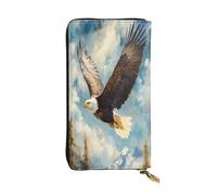 WZYWHJ Fashionable Women's Leather Long Clutch Wallet with Multiple Compartments and Zipper Design Eagle Soaring Pattern