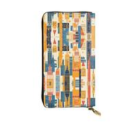 Wzywhj Fashionable Women's Leather Long Clutch Wallet with Multiple Compartments and Zipper Design Empire State Building Pattern