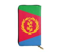 Wzywhj Fashionable Women's Leather Long Clutch Wallet with Multiple Compartments and Zipper Design Eritrean Flag Pattern