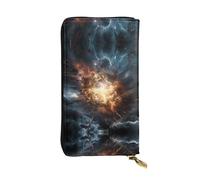 Wzywhj Fashionable Women's Leather Long Clutch Wallet with Multiple Compartments and Zipper Design Explosion of The Earth Picture