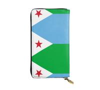Wzywhj Fashionable Women's Leather Long Clutch Wallet with Multiple Compartments and Zipper Design Flag of Djibouti Picture