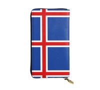 Wzywhj Fashionable Women's Leather Long Clutch Wallet with Multiple Compartments and Zipper Design Flag of Iceland Prints