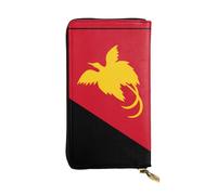 Wzywhj Fashionable Women's Leather Long Clutch Wallet with Multiple Compartments and Zipper Design Flag of Papua New Guinea Prints