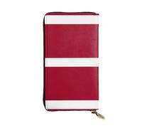 Wzywhj Fashionable Women's Leather Long Clutch Wallet with Multiple Compartments and Zipper Design Flag of Latvia Prints