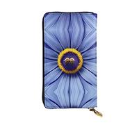 Wzywhj Fashionable Women's Leather Long Clutch Wallet with Multiple Compartments and Zipper Design Flower Heart Bee Picture