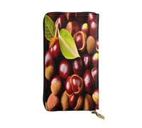 WZYWHJ Fashionable Women's Leather Long Clutch Wallet with Multiple Compartments and Zipper Design Fresh Chestnuts Pattern