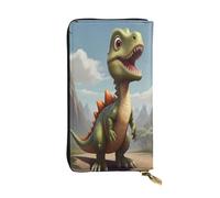 WZYWHJ Fashionable Women's Leather Long Clutch Wallet with Multiple Compartments and Zipper Design Funny Little Dinosaur Pattern
