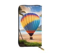 Wzywhj Fashionable Women's Leather Long Clutch Wallet with Multiple Compartments and Zipper Design Hawaii Hot Air Balloon Picture