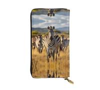 Wzywhj Fashionable Women's Leather Long Clutch Wallet with Multiple Compartments and Zipper Design Herd of Zebras Picture