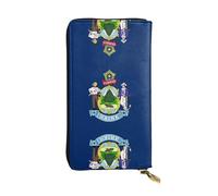 Wzywhj Fashionable Women's Leather Long Clutch Wallet with Multiple Compartments and Zipper Design Maine State Flag Prints