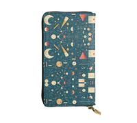 Wzywhj Fashionable Women's Leather Long Clutch Wallet with Multiple Compartments and Zipper Design Math Geometry Geek Calculus Prints