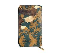 Wzywhj Fashionable Women's Leather Long Clutch Wallet with Multiple Compartments and Zipper Design Mighty Bald Eagle Pattern
