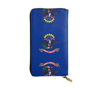 Wzywhj Fashionable Women's Leather Long Clutch Wallet with Multiple Compartments and Zipper Design North Dakota State Flag Prints