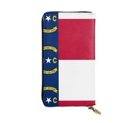 Wzywhj Fashionable Women's Leather Long Clutch Wallet with Multiple Compartments and Zipper Design North Dakota Flag Prints
