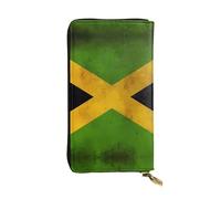 Wzywhj Fashionable Women's Leather Long Clutch Wallet with Multiple Compartments and Zipper Design Old Jamaican Flag Picture