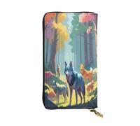 WZYWHJ Fashionable Women's Leather Long Clutch Wallet with Multiple Compartments and Zipper Design Pixel Wolves Pattern