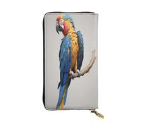 WZYWHJ Fashionable Women's Leather Long Clutch Wallet with Multiple Compartments and Zipper Design Polyhedral Macaw Pattern