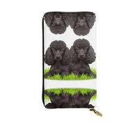 Wzywhj Fashionable Women's Leather Long Clutch Wallet with Multiple Compartments and Zipper Design Poodles Dogs Pattern