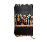 Wzywhj Fashionable Women's Leather Long Clutch Wallet with Multiple Compartments and Zipper Design Primitive Totem Picture