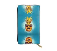 Wzywhj Fashionable Women's Leather Long Clutch Wallet with Multiple Compartments and Zipper Design Psych Pineapple Quote Pattern