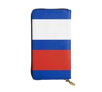 Wzywhj Fashionable Women's Leather Long Clutch Wallet with Multiple Compartments and Zipper Design Russian Flag Prints