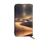 Wzywhj Fashionable Women's Leather Long Clutch Wallet with Multiple Compartments and Zipper Design Sahara Desert Pattern