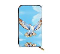 Wzywhj Fashionable Women's Leather Long Clutch Wallet with Multiple Compartments and Zipper Design Seagulls in Flight Prints