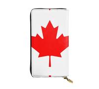 Wzywhj Fashionable Women's Leather Long Clutch Wallet with Multiple Compartments and Zipper Design Solid Color Canadian Flag Picture