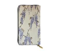 WZYWHJ Fashionable Women's Leather Long Clutch Wallet with Multiple Compartments and Zipper Design Soft Vines Pattern