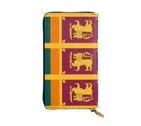 Wzywhj Fashionable Women's Leather Long Clutch Wallet with Multiple Compartments and Zipper Design Sri Lanka Flag Picture