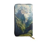 WZYWHJ Fashionable Women's Leather Long Clutch Wallet with Multiple Compartments and Zipper Design Swiss Alps Pattern
