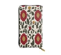 WZYWHJ Fashionable Women's Leather Long Clutch Wallet with Multiple Compartments and Zipper Design Tudor Rose Pattern