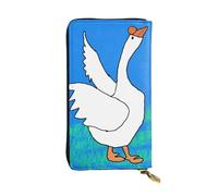 Wzywhj Fashionable Women's Leather Long Clutch Wallet with Multiple Compartments and Zipper Design White Goose Spread Its Wings Pattern