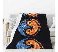 WZYWHJ Fire Water Tai Chi prints Thick flannel blanket 80x60in double-sided flannel vertical soft sofa blanket