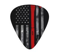 Wzywhj Firefighter Axe Red Line Flag Pattern Guitar Pick Easy Grip Uke Picks For Your Bass, Ukulele, Acoustic And Electric Guitarï¼Œ12 Piece