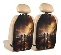 WZYWHJ Firefighters Fighting Fires Printed Car seat Anti Kick Storage pad 2 Pieces, Multi-Functional Storage Bag seat Protector After Installation