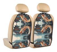 WZYWHJ Fish leap Dragon gate Printed Car seat Anti Kick Storage pad 2 Pieces, Multi-Functional Storage Bag seat Protector After Installation