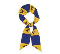 WZYWHJ Flag of Barbados Pattern Women's long strip silk scarf, soft and silky satin headscarf