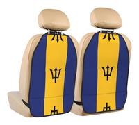 WZYWHJ Flag of Barbados Printing Car seat Anti Kick Storage pad 2 Pieces, Multi-Functional Storage Bag seat Protector After Installation