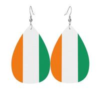 WZYWHJ Flag of Cote d'Ivoire Picture Ladies' leather earrings, simple water droplet pendant, fashionable holiday gift