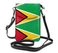 WZYWHJ Flag of Guyana Printing Leather Crossbody Flap Phone Bag - Versatile Gift for Women Walking, Camping, Shopping, and Travel, Black, One Size