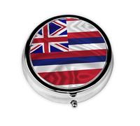 WZYWHJ Flag of Hawaii American Pattern Circular Medicine Box Storage, Portable Travel with compartments, mini Pill Dispenser