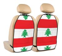 WZYWHJ Flag of Lebanon Printed Car seat Anti Kick Storage pad 2 Pieces, Multi-Functional Storage Bag seat Protector After Installation