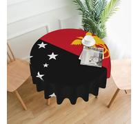 WZYWHJ Flag of Papua New Guinea Picture Round long tablecloth anti overflow and wrinkle resistant dining table cloth 60 inches