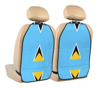 WZYWHJ Flag of Saint Lucia Printed Car seat Anti Kick Storage pad 2 Pieces, Multi-Functional Storage Bag seat Protector After Installation