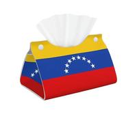 WZYWHJ Flag of Venezuela Printing Decorative storage box with rectangular leather tissue bag and bracket base