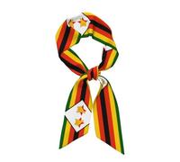 WZYWHJ Flag of Zimbabwe Pattern Women's long strip silk scarf, soft and silky satin headscarf