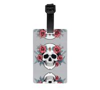 WZYWHJ Flower Decorated Skull Pattern Luggage Bag Tags, Men's and Women's Travel Privacy Protection Labels