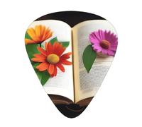 Wzywhj Flowers In A Book Pattern Guitar Pick Easy Grip Uke Picks For Your Bass, Ukulele, Acoustic And Electric Guitar，12 Piece